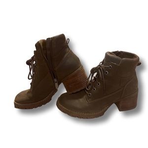 Brown Combat Style Booties Size 7.5